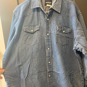 Wrangler Blue Denim pearl snap Shirt